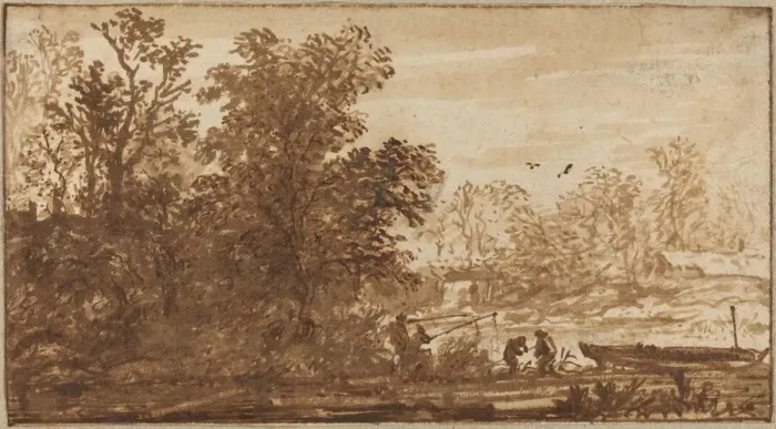 Framed Print : Fisherman in a River Landscape. Creator: Allart van Everdingen Framed Print : Fisherman in a River Landscape. Creator: Allart van Everdingen