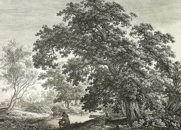 Fisherman in Wooded Landscape, n.d. Creator: Carl Wilhelm Kolbe the elder
