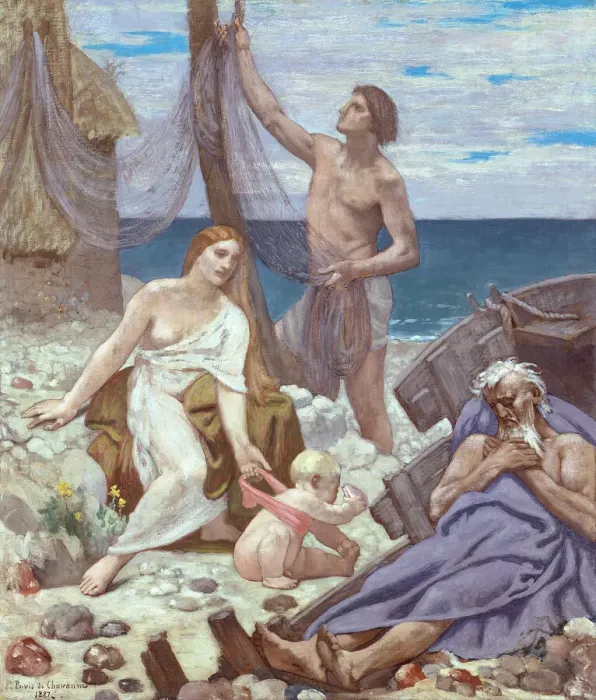 Framed Print : The Fishermans Family, 1887. Creator: Pierre Puvis de Chavannes Framed Print : The Fishermans Family, 1887. Creator: Pierre Puvis de Chavannes