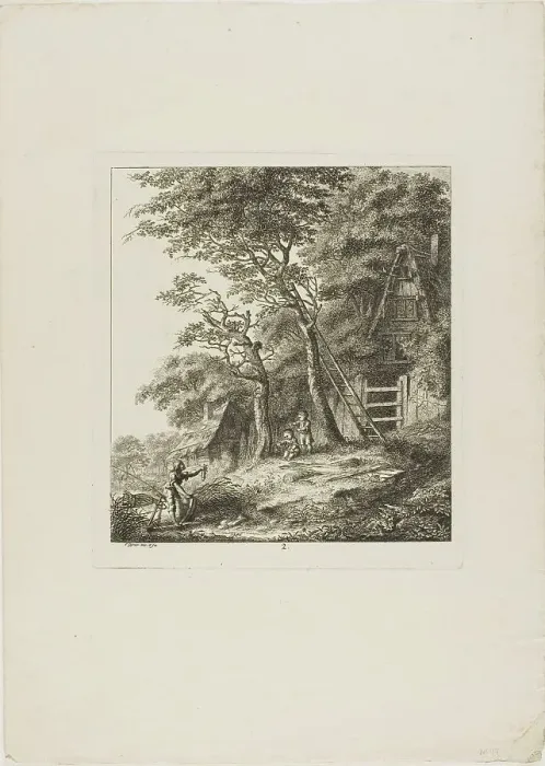 Framed Print : Fishermen with Children, plate two from Paysages Dédiés à M. Warelet, 1764. Creator: Salomon Gessner Framed Print : Fishermen with Children, plate two from Paysages Dédiés à M. Warelet, 1764. Creator: Salomon Gessner