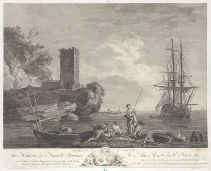 Framed Print : The Fishermen with their Lines, ca. 1770. Creator: Bertaud Framed Print : The Fishermen with their Lines, ca. 1770. Creator: Bertaud