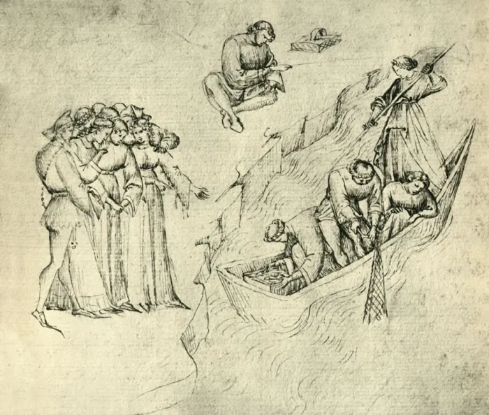Framed Print : Fishermen, mid 15th century, (1943). Creator: Unknown Framed Print : Fishermen, mid 15th century, (1943). Creator: Unknown