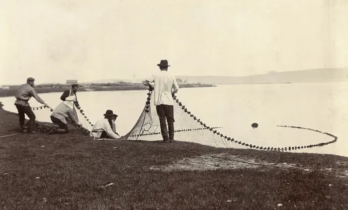 Framed Print : Fishermen with a net in their hands, 1900. Creators: I. A. Podgorbunskii, V. I. Podgorbunskii Framed Print : Fishermen with a net in their hands, 1900. Creators: I. A. Podgorbunskii, V. I. Podgorbunskii