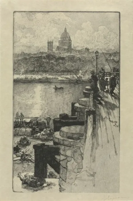 Framed Print : [Fishermen on a Pier, Paris]. Creator: Auguste Louis Lepere (French, 1849-1918)