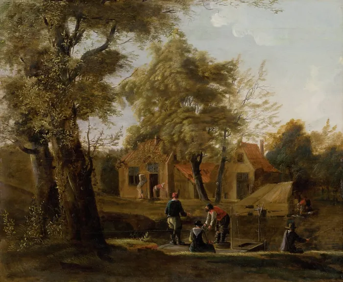 Framed Print : Fishermen on the River, 1650-1700. Creator: Unknown Framed Print : Fishermen on the River, 1650-1700. Creator: Unknown