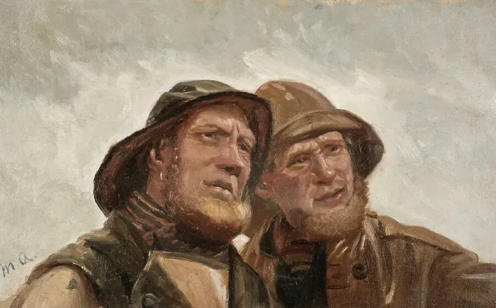 Framed Print : Two Fishermen. Study, late 19th-early 20th century. Creator: Michael Peter Ancher Framed Print : Two Fishermen. Study, late 19th-early 20th century. Creator: Michael Peter Ancher