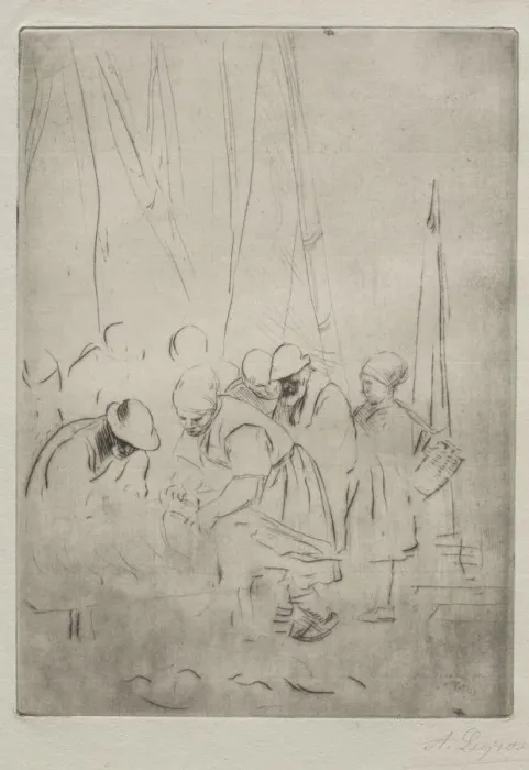 Framed Print : Fishermen on the Wharf at Boulogne. Creator: Alphonse Legros (French, 1837-1911) Framed Print : Fishermen on the Wharf at Boulogne. Creator: Alphonse Legros (French, 1837-1911)