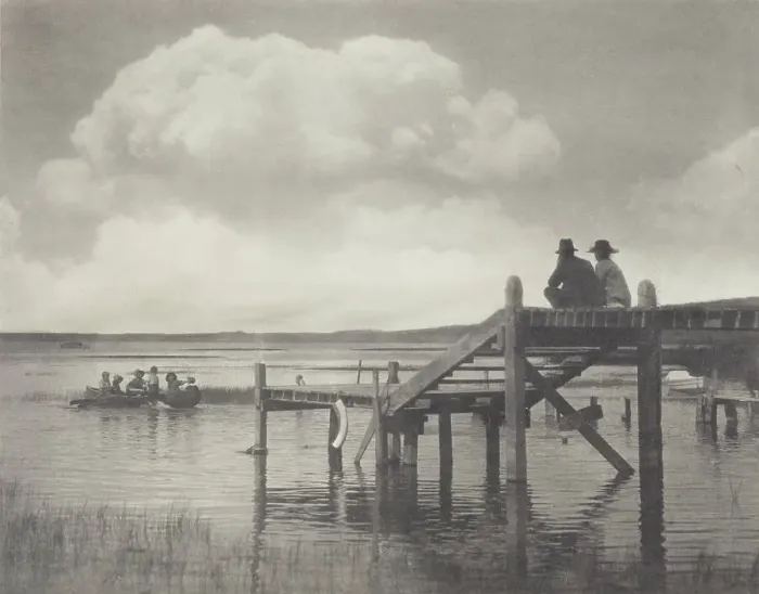 Framed Print : The fishermen's jetty, Rotorua. From the album: Camera Pictures of New Zealand, 1920s. Creator: Harry Moult Framed Print : The fishermen's jetty, Rotorua. From the album: Camera Pictures of New Zealand, 1920s. Creator: Harry Moult