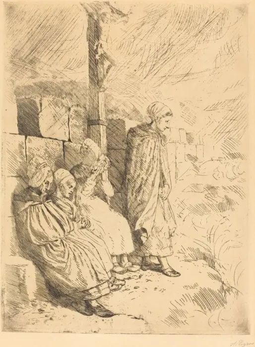 Framed Print : Fishermens Wives (Femmes de pecheurs). Creator: Alphonse Legros Framed Print : Fishermens Wives (Femmes de pecheurs). Creator: Alphonse Legros