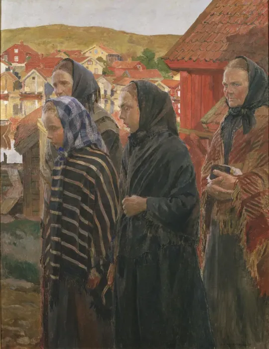 Framed Print : Fishermens Wives Returning from Church, 1899 Framed Print : Fishermens Wives Returning from Church, 1899