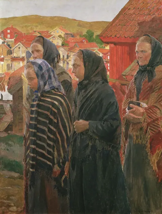 Framed Print : Fishermen's Wives Returning from Church, 1899. Creator: Carl Wilhelmson Framed Print : Fishermen's Wives Returning from Church, 1899. Creator: Carl Wilhelmson