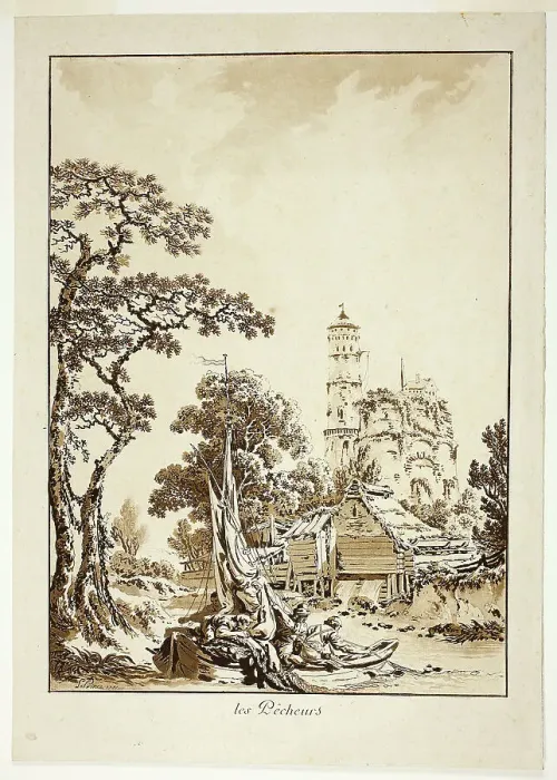 Framed Print : The Fishers, 1771. Creator: Jean Baptiste Le Prince Framed Print : The Fishers, 1771. Creator: Jean Baptiste Le Prince