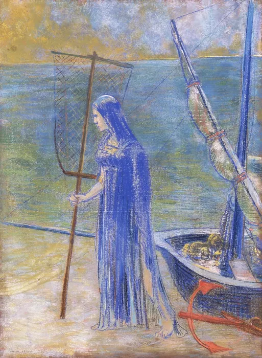 Framed Print : The Fisherwoman. Creator: Redon, Odilon (1840-1916) Framed Print : The Fisherwoman. Creator: Redon, Odilon (1840-1916)