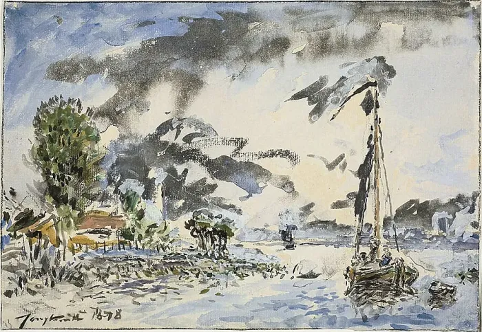 Framed Print : Fishing Boat, 1878. Creator: Johan Barthold Jongkind Framed Print : Fishing Boat, 1878. Creator: Johan Barthold Jongkind