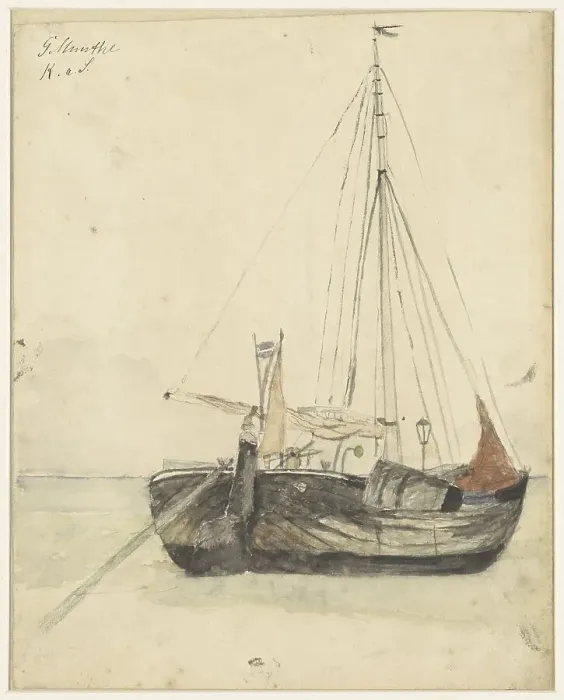 Framed Print : Fishing boat at Katwijk, 1885-1927. Creator: Gerhard Munthe Framed Print : Fishing boat at Katwijk, 1885-1927. Creator: Gerhard Munthe