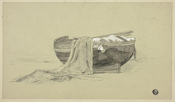 Fishing Boat on Shore, c.1878. Creator: J. K. Rutter