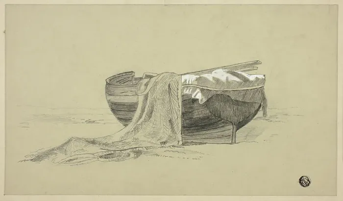 Framed Print : Fishing Boat on Shore, c.1878. Creator: J. K. Rutter Framed Print : Fishing Boat on Shore, c.1878. Creator: J. K. Rutter