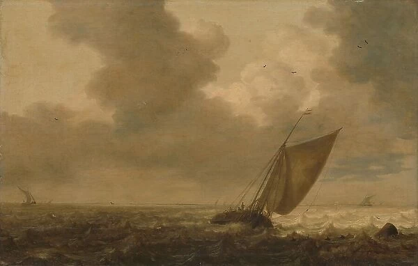 Fishing boat with the wind in the sails, 1625-1640. Creator: Pieter Mulier the younger