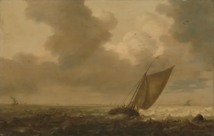 Framed Print : Fishing boat with the wind in the sails, 1625-1640. Creator: Pieter Mulier the younger Framed Print : Fishing boat with the wind in the sails, 1625-1640. Creator: Pieter Mulier the younger