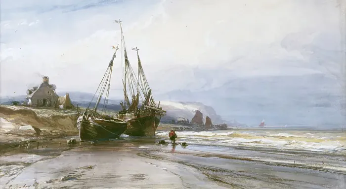 Framed Print : Fishing Boats, 1862. Creator: Eugene Isabey Framed Print : Fishing Boats, 1862. Creator: Eugene Isabey