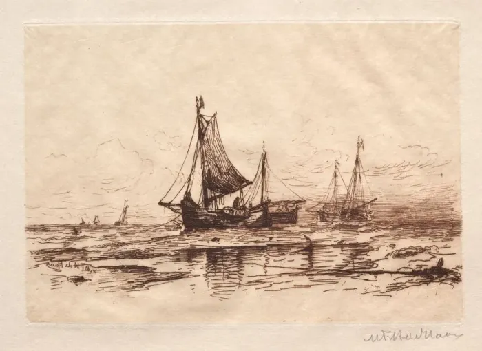 Framed Print : Fishing Boats on the Beach at Scheveningen. Creator: Maurits Frederik Hendrik De Hs (American Framed Print : Fishing Boats on the Beach at Scheveningen. Creator: Maurits Frederik Hendrik De Hs (American