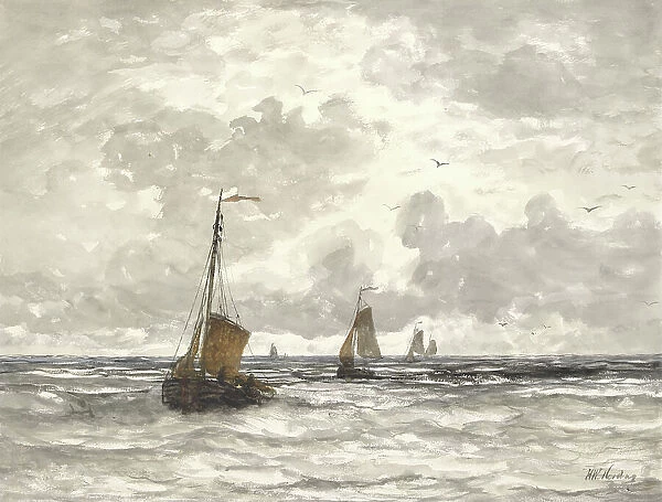 Fishing Boats on the Breakers, 1841-1915. Creator: Hendrik Willem Mesdag