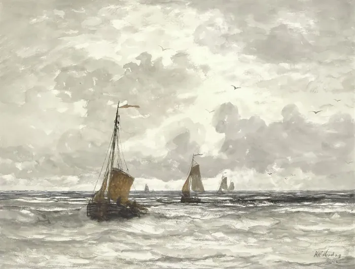 Framed Print : Fishing Boats on the Breakers, 1841-1915. Creator: Hendrik Willem Mesdag Framed Print : Fishing Boats on the Breakers, 1841-1915. Creator: Hendrik Willem Mesdag