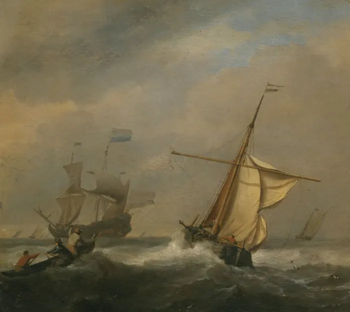 Framed Print : Fishing Boats in a Gale, mid-late 17th century. Creator: Willem van de Velde the Younger Framed Print : Fishing Boats in a Gale, mid-late 17th century. Creator: Willem van de Velde the Younger