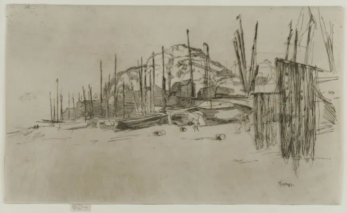 Framed Print : Fishing Boats, Hastings, 1877. Creator: James Abbott McNeill Whistler Framed Print : Fishing Boats, Hastings, 1877. Creator: James Abbott McNeill Whistler