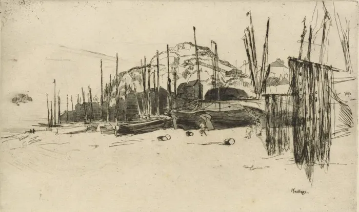 Framed Print : Fishing Boats, Hastings, 1877. Creator: James Abbott McNeill Whistler Framed Print : Fishing Boats, Hastings, 1877. Creator: James Abbott McNeill Whistler
