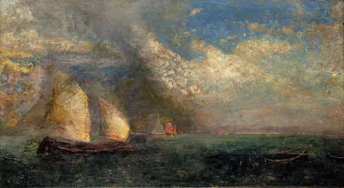 Framed Print : Fishing Boats. Memory of Venice, c1908. Creator: Redon, Odilon (1840-1916) Framed Print : Fishing Boats. Memory of Venice, c1908. Creator: Redon, Odilon (1840-1916)