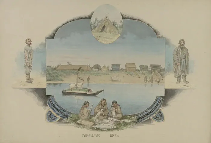 Framed Print : Fishing campsites, 1862-1887. Creator: Mikhail Znamensky Framed Print : Fishing campsites, 1862-1887. Creator: Mikhail Znamensky