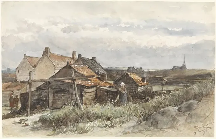 Framed Print : Fishing Family Houses in Scheveningen, 1873. Creator: Johannes Bosboom Framed Print : Fishing Family Houses in Scheveningen, 1873. Creator: Johannes Bosboom
