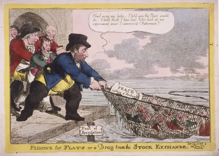 Framed Print : Fishing for Flats or a Drag from the Stock Exchange, 1806 Framed Print : Fishing for Flats or a Drag from the Stock Exchange, 1806