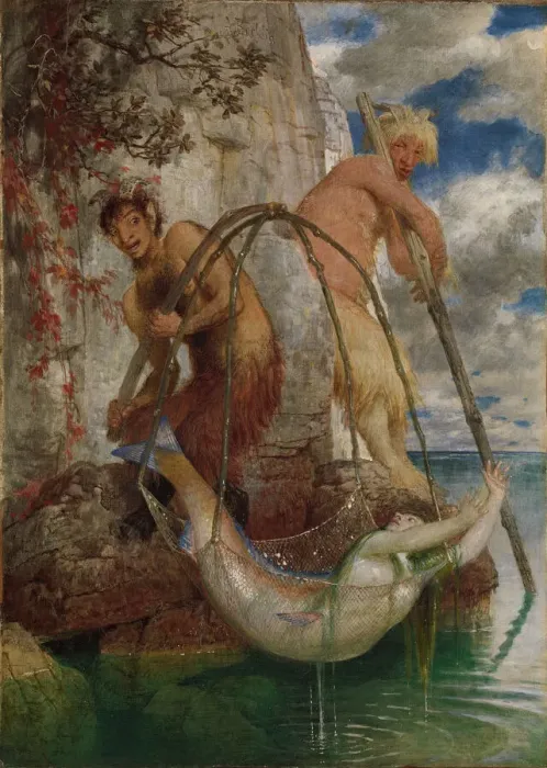 Framed Print : Two fishing Pans, 1874. Creator: Bocklin, Arnold (1827-1901) Framed Print : Two fishing Pans, 1874. Creator: Bocklin, Arnold (1827-1901)