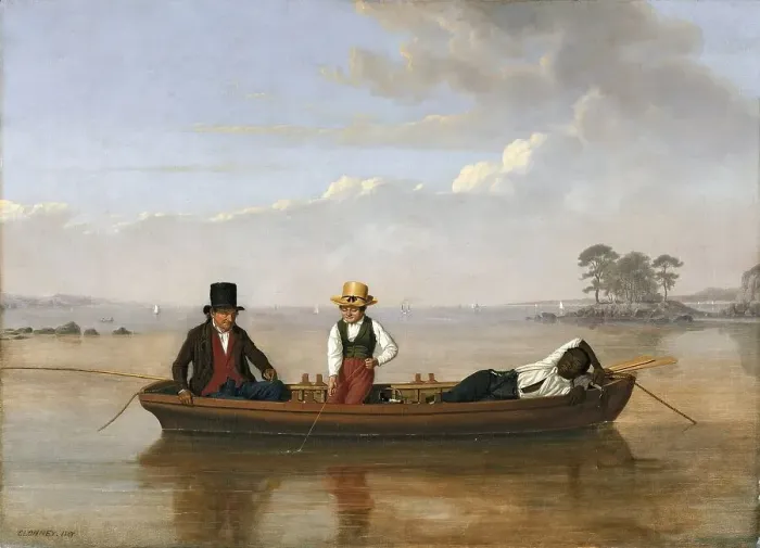 Framed Print : Fishing Party on Long Island Sound Off New Rochelle, 1847. Creator: James Goodwyn Clonney Framed Print : Fishing Party on Long Island Sound Off New Rochelle, 1847. Creator: James Goodwyn Clonney