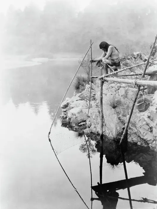 Framed Print : Fishing from a platform, c1923. Creator: Edward Sheriff Curtis Framed Print : Fishing from a platform, c1923. Creator: Edward Sheriff Curtis