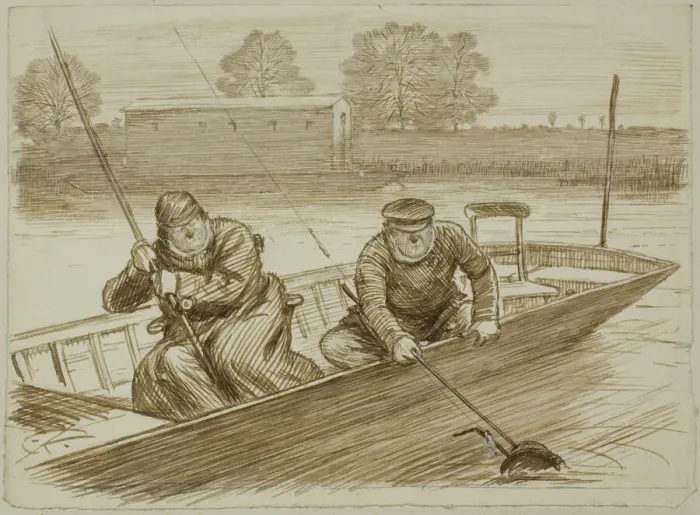Framed Print : Fishing Scene, c. 1884. Creator: Charles Samuel Keene Framed Print : Fishing Scene, c. 1884. Creator: Charles Samuel Keene