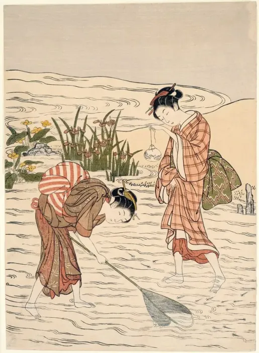 Framed Print : Fishing in Shallow Water, c. 1767 / 68. Creator: Suzuki Harunobu Framed Print : Fishing in Shallow Water, c. 1767 / 68. Creator: Suzuki Harunobu