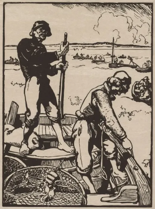 Framed Print : Fishing for Shrimp. Creator: Auguste Louis Lepere (French, 1849-1918) Framed Print : Fishing for Shrimp. Creator: Auguste Louis Lepere (French, 1849-1918)