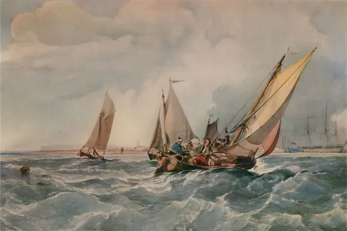 Framed Print : The Fishing Smack, 1835. Artist: George Chambers Framed Print : The Fishing Smack, 1835. Artist: George Chambers