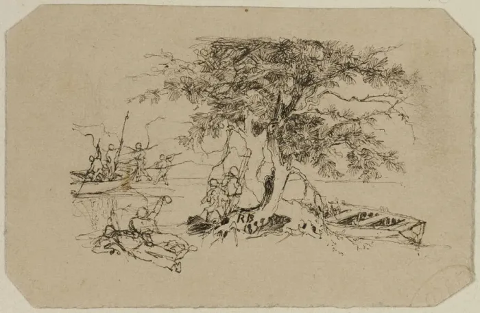 Framed Print : Fishing Spot, 1839. Creator: Rodolphe Bresdin Framed Print : Fishing Spot, 1839. Creator: Rodolphe Bresdin