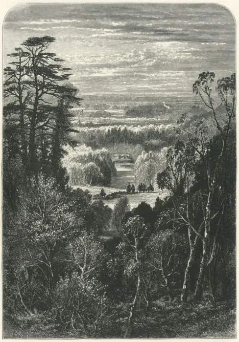 Framed Print : The Fishing Temple, Virginia Water, from the Belvidere, c1870