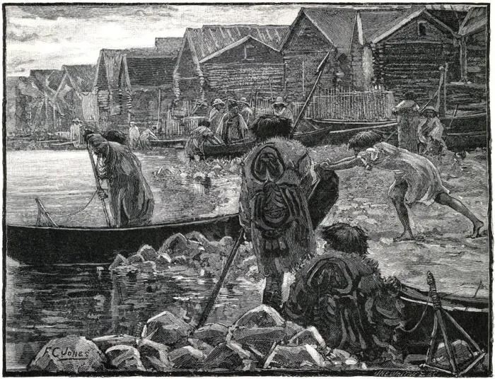 Framed Print : Fishing among the Thlinkits in Alaska, 1882. Artist: J Whitney Framed Print : Fishing among the Thlinkits in Alaska, 1882. Artist: J Whitney