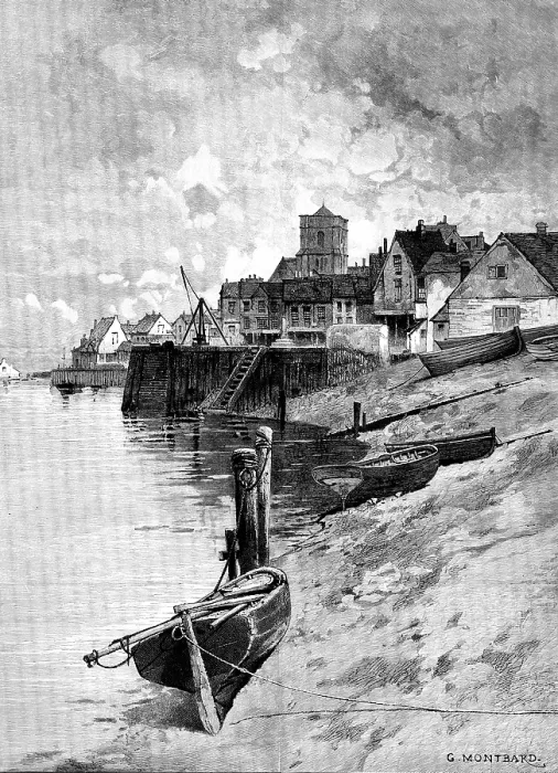 Framed Print : A Fishing Village in Brittany, 1895. Creator: Unknown Framed Print : A Fishing Village in Brittany, 1895. Creator: Unknown