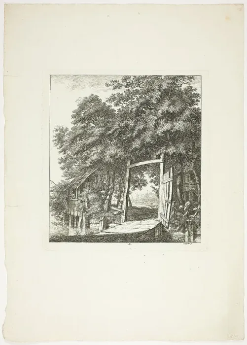 Framed Print : Fishing from a Window, plate three from Paysages Dédiés à M. Warelet, 1764. Creator: Salomon Gessner Framed Print : Fishing from a Window, plate three from Paysages Dédiés à M. Warelet, 1764. Creator: Salomon Gessner