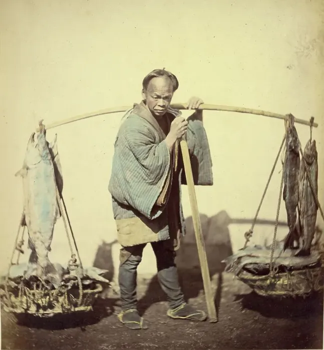 Framed Print : Fishmonger, 1866-1867. Creator: Felice Beato Framed Print : Fishmonger, 1866-1867. Creator: Felice Beato