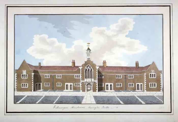 Framed Print : Fishmongers Almshouses, Southwark, London, c1850 Framed Print : Fishmongers Almshouses, Southwark, London, c1850