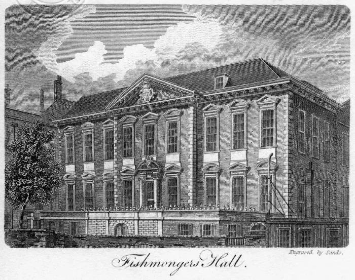 Framed Print : Fishmongers Hall, City of London, 1811. Artist: Sands Framed Print : Fishmongers Hall, City of London, 1811. Artist: Sands