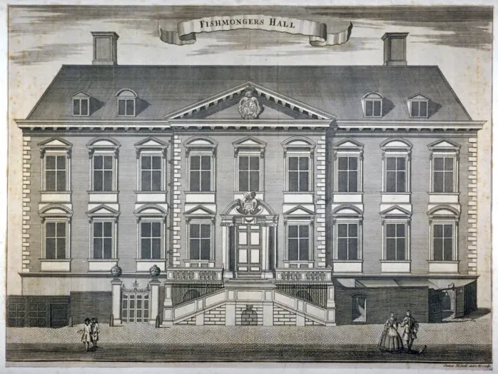 Framed Print : Fishmongers Hall, City of London, c1750. Artist: Sutton Nicholls Framed Print : Fishmongers Hall, City of London, c1750. Artist: Sutton Nicholls
